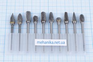 Бор фреза, дрібний ніж, вольфрамова сталь, набір 10 шт.