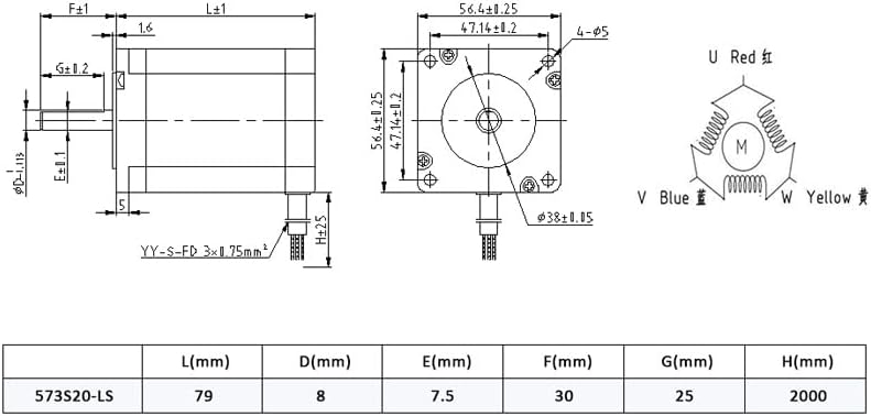 Кроковий двигун Nema23(57) LeadShine 573S20-LS 2.0Nm, 5.8А
