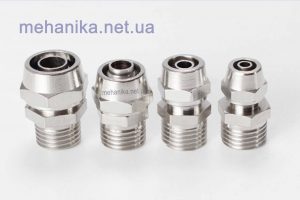 Фітинг (муфта) прямий, з накидною гайкою, затискною + зовнішня різьба, метал