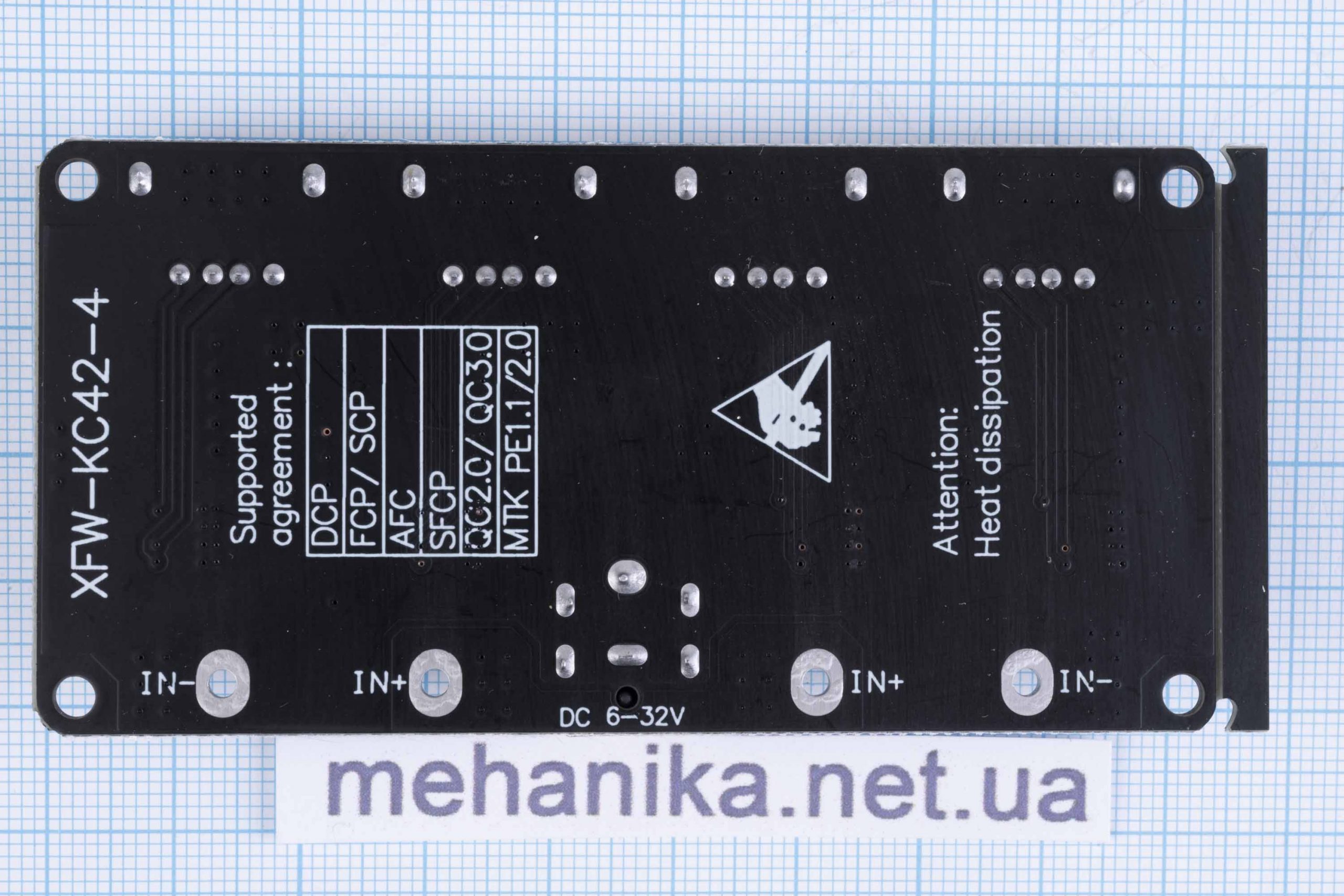 Модуль швидкої зарядки знижуючий QC3.0 XFW-KC42-4, 6-32V/4xUSB-A