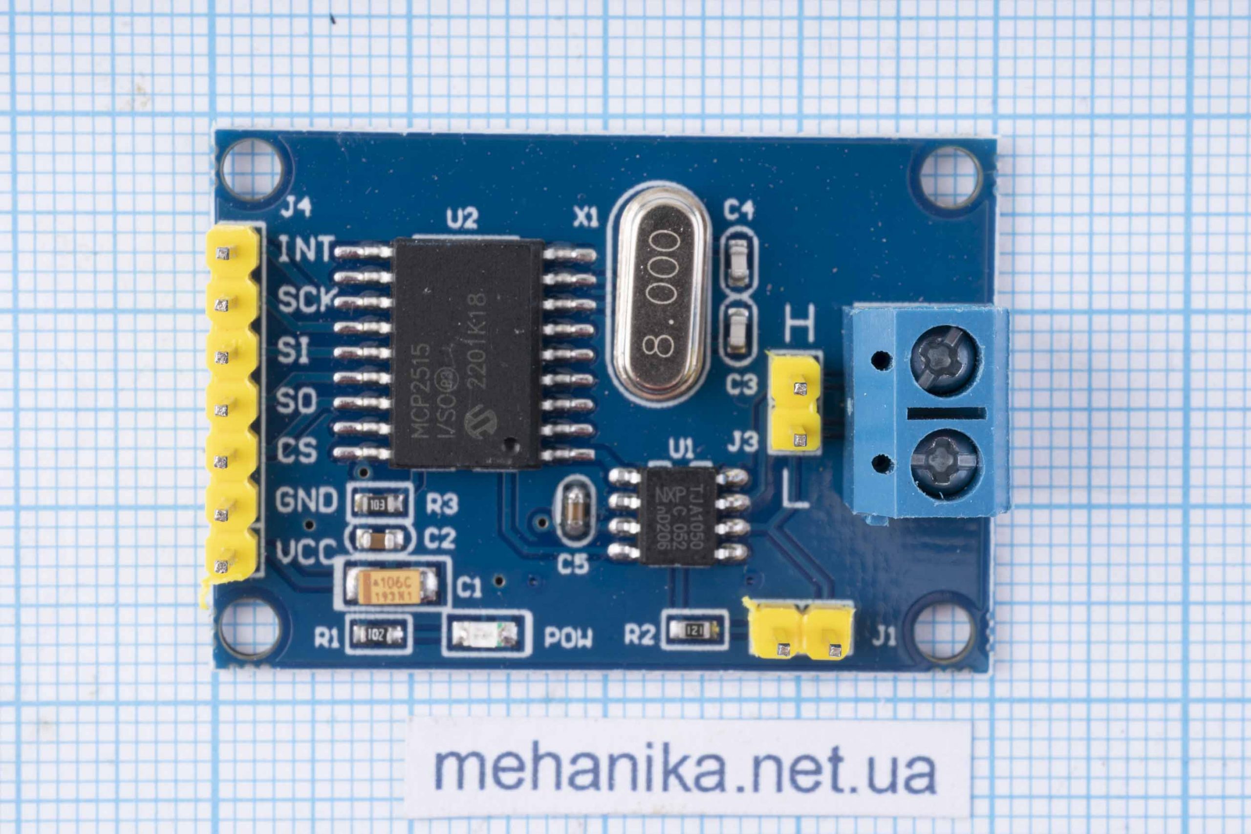 Модуль CAN шини, конвертер SPI QY-983, MCP2515/TJA1050